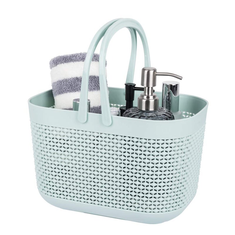 UUJOLY Plastic Organizer Storage Baskets with Handles, Shower Caddy Bins Organizer for Bathroom and kitchen (Blue) - Image 1